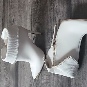 White high heel booties sz 7.5
